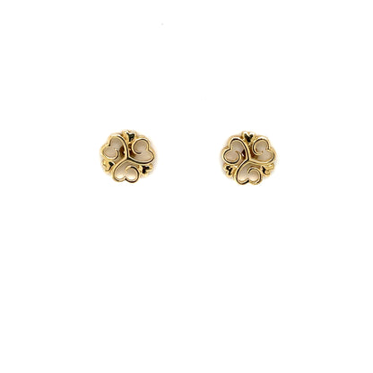 9ct Gold Heart Shamrock Stud Earrings GE1033