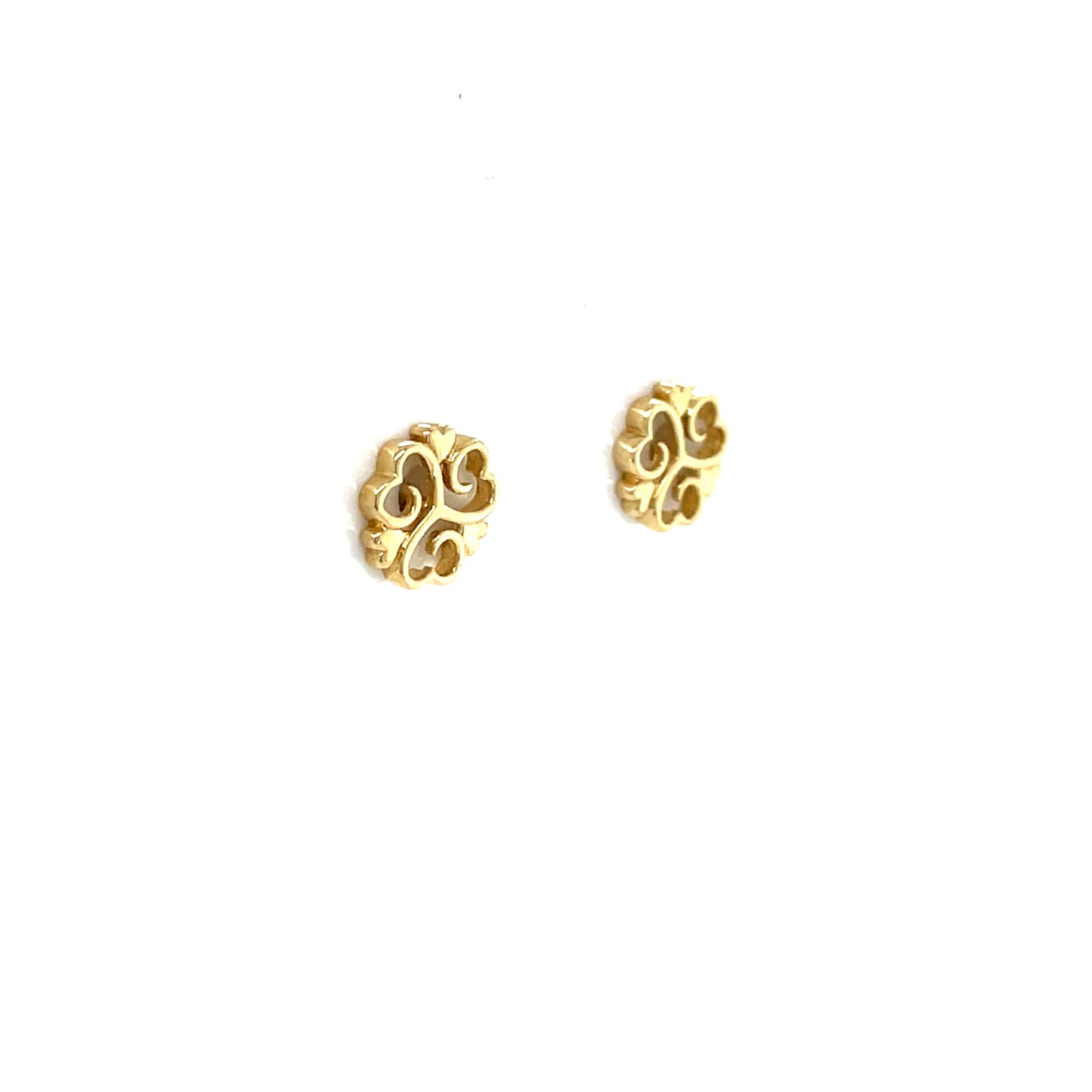9ct Gold Heart Shamrock Stud Earrings GE1033