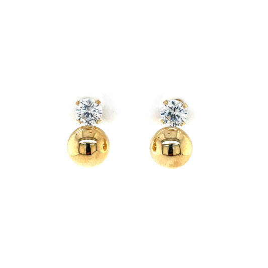9ct Gold 8mm Ball & CZ Stud Earrings GEZ756