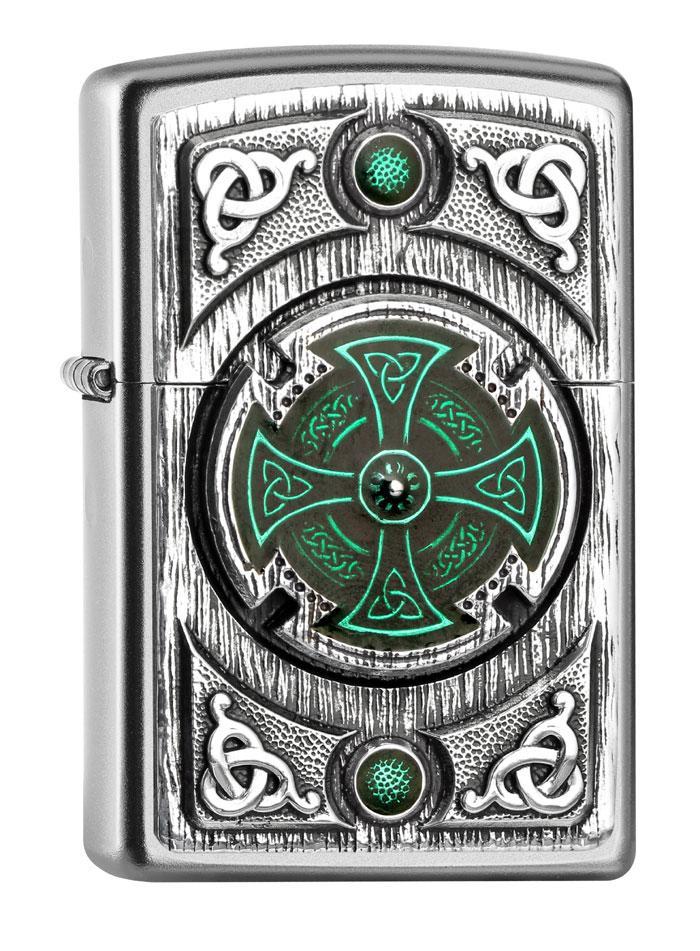 Zippo Celtic Green Cross Chrome Windproof Lighter 2005167