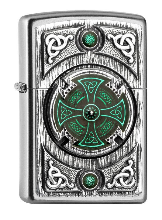 Zippo Celtic Green Cross Chrome Windproof Lighter 2005167
