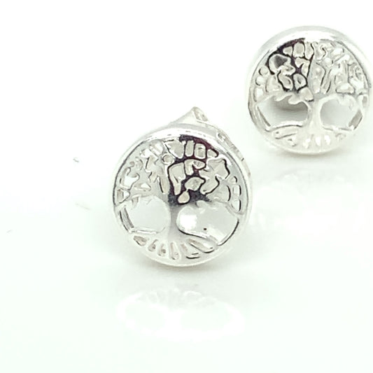 Silver Tree of Life Stud Earrings 12