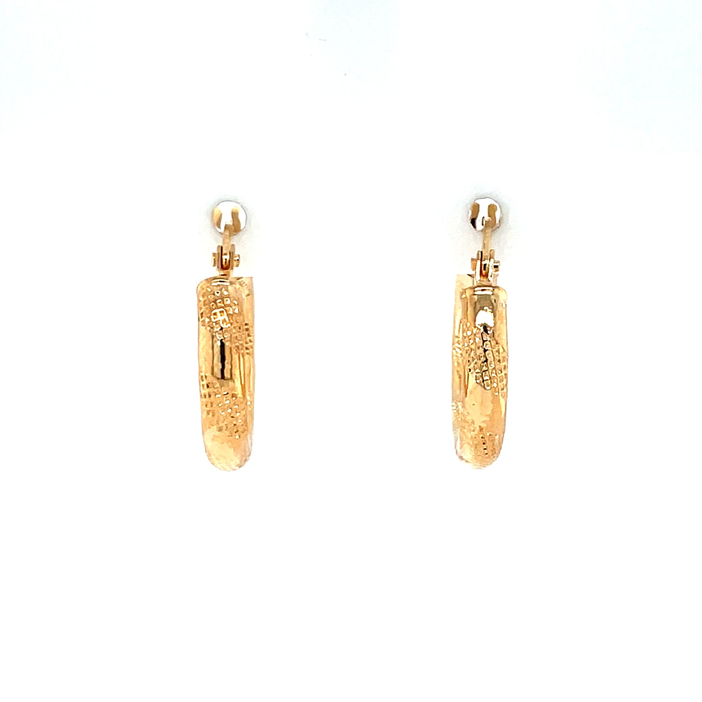 9ct Gold 10mm Small Banded Hoop Earrings GE1050