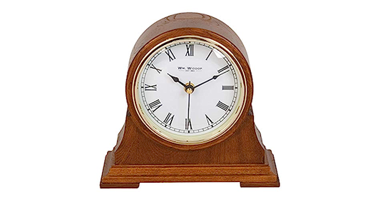 Wm Widdop Quartz Barrel Wooden Mantle Clock 21-2714