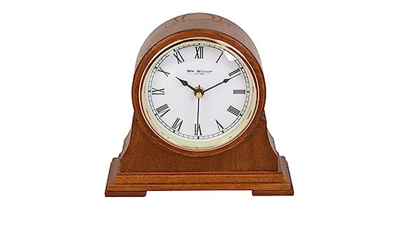 Wm Widdop Quartz Barrel Wooden Mantle Clock