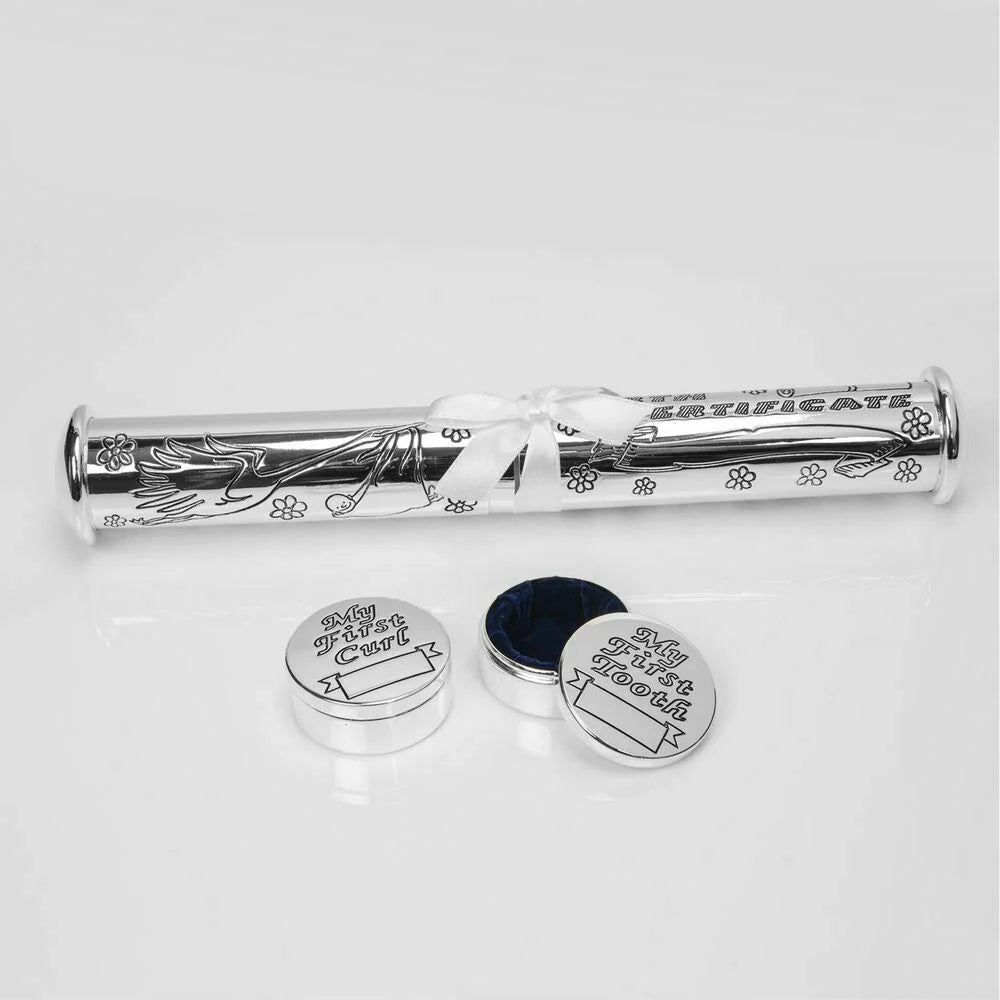 Birth Certificate Scroll Tooth & Curl Gift Set 21-8839S