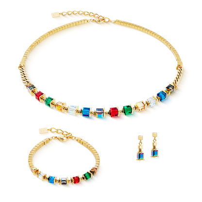 COEUR DE LION Bracelet Sparkling Cubes Fusion Chain gold-multicolour 2100301516