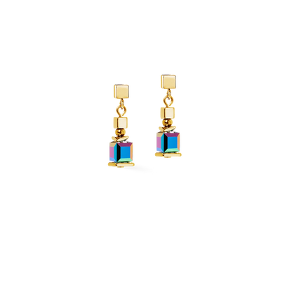 COEUR DE LION Earrings Sparkling Cubes Fusion Chain gold-multicolour 2100211516