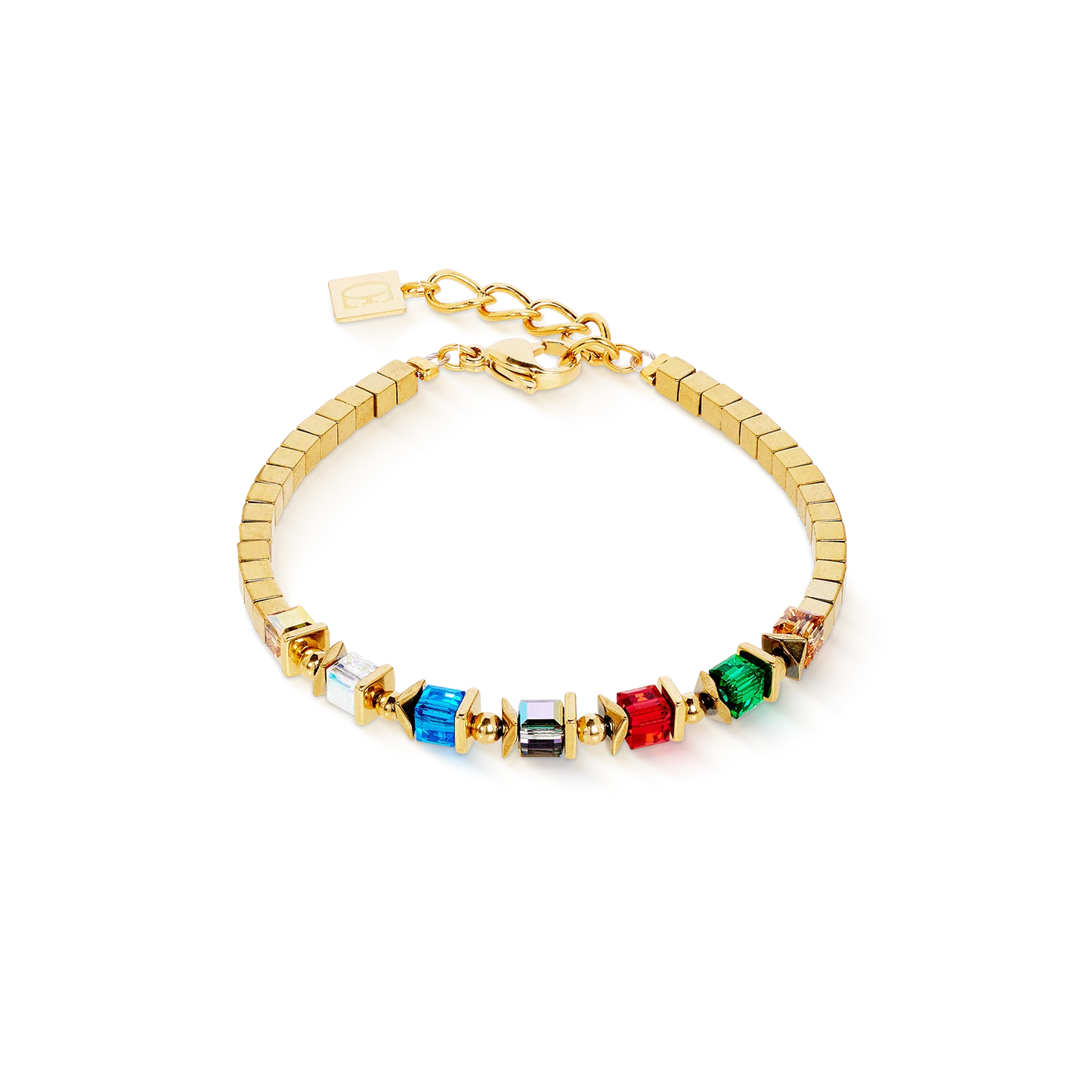 COEUR DE LION Bracelet Sparkling Cubes Fusion Chain gold-multicolour 2100301516