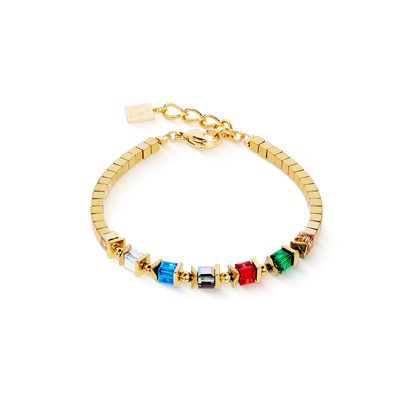 COEUR DE LION Bracelet Sparkling Cubes Fusion Chain gold-multicolour 2100301516
