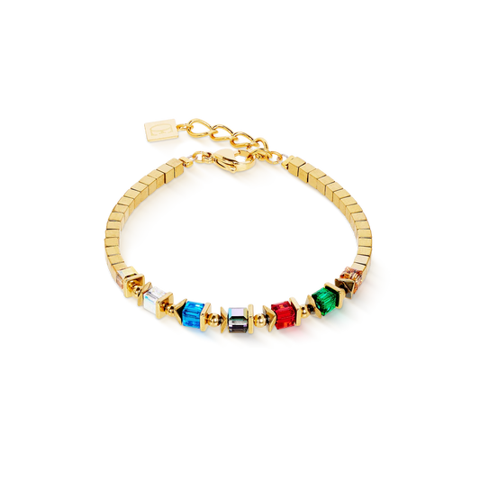 COEUR DE LION Bracelet Sparkling Cubes Fusion Chain gold-multicolour 2100301516