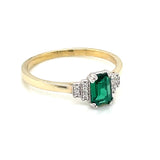 9ct Gold Emerald Green CZ Deco Style Ring GRE130