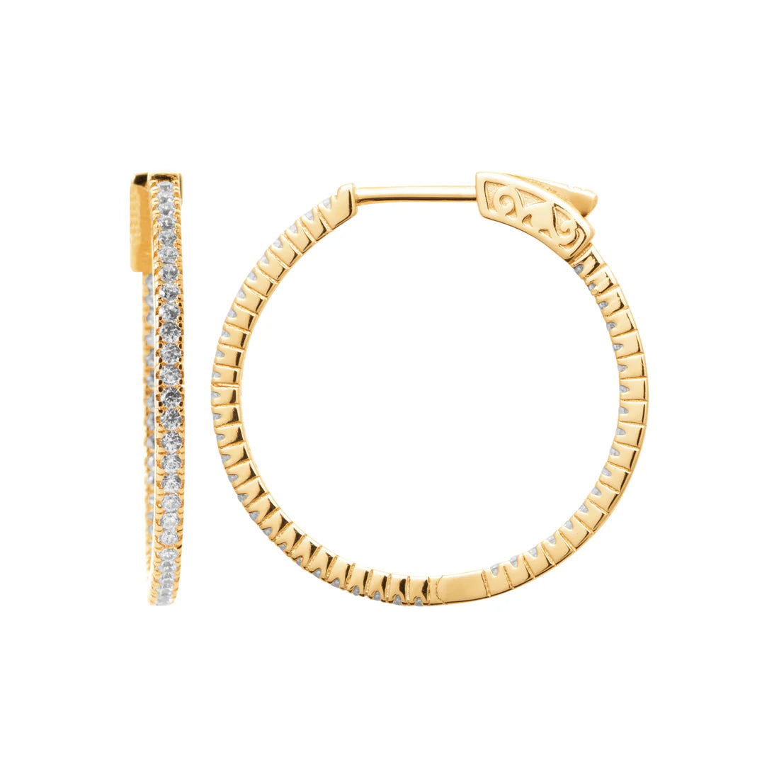 Amèlie 18ct Gold-Plated 24mm CZ Hoop Earrings 1624710