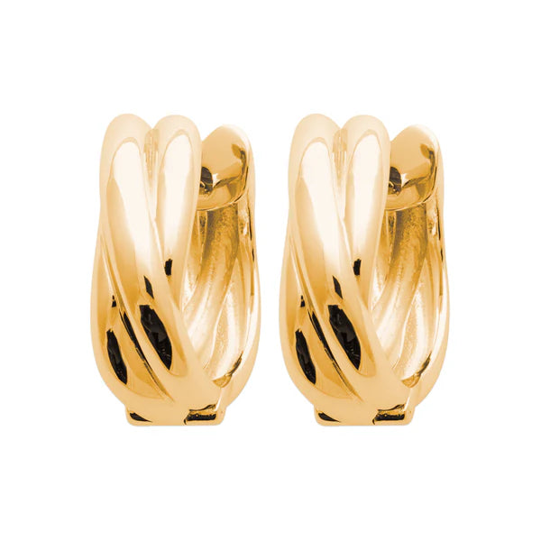 Amèlie 18ct Gold-Plated Twisted Huggie Hoop Earrings 1632600