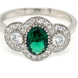 9ct White Gold Emerald Green CZ Ring GRE129