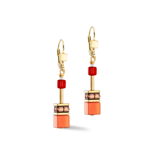 COEUR DE LION GeoCUBE® Iconic earrings gold red 2838200300