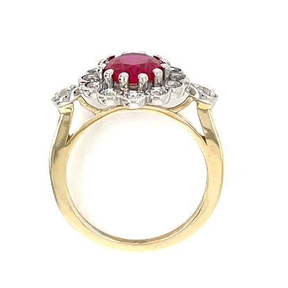 9ct Gold Ruby Red CZ Deco Style Cluster Ring GRR137