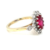 9ct Gold Ruby Red CZ Deco Style Cluster Ring GRR137
