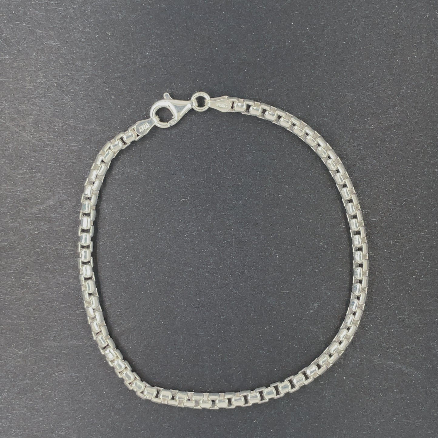 Sterling Silver Round Box Link Bracelet 300KV