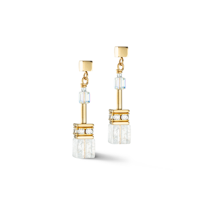 COEUR DE LION GeoCUBE® Iconic Nature earrings gold white 3018211416