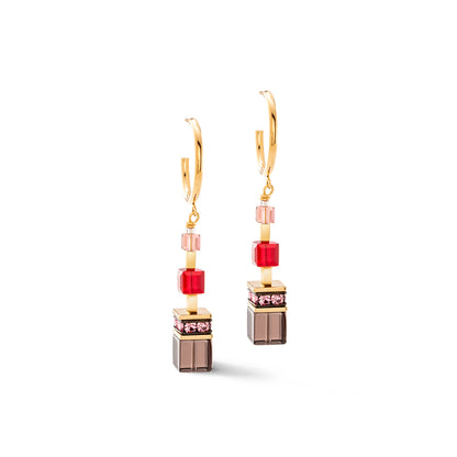 COEUR DE LION GeoCUBE® Precious statement earrings gold-red 3039210316