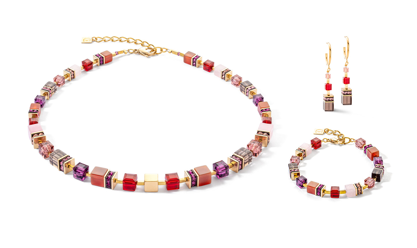 COEUR DE LION  GeoCUBE® Precious statement necklace gold-red 3039100316