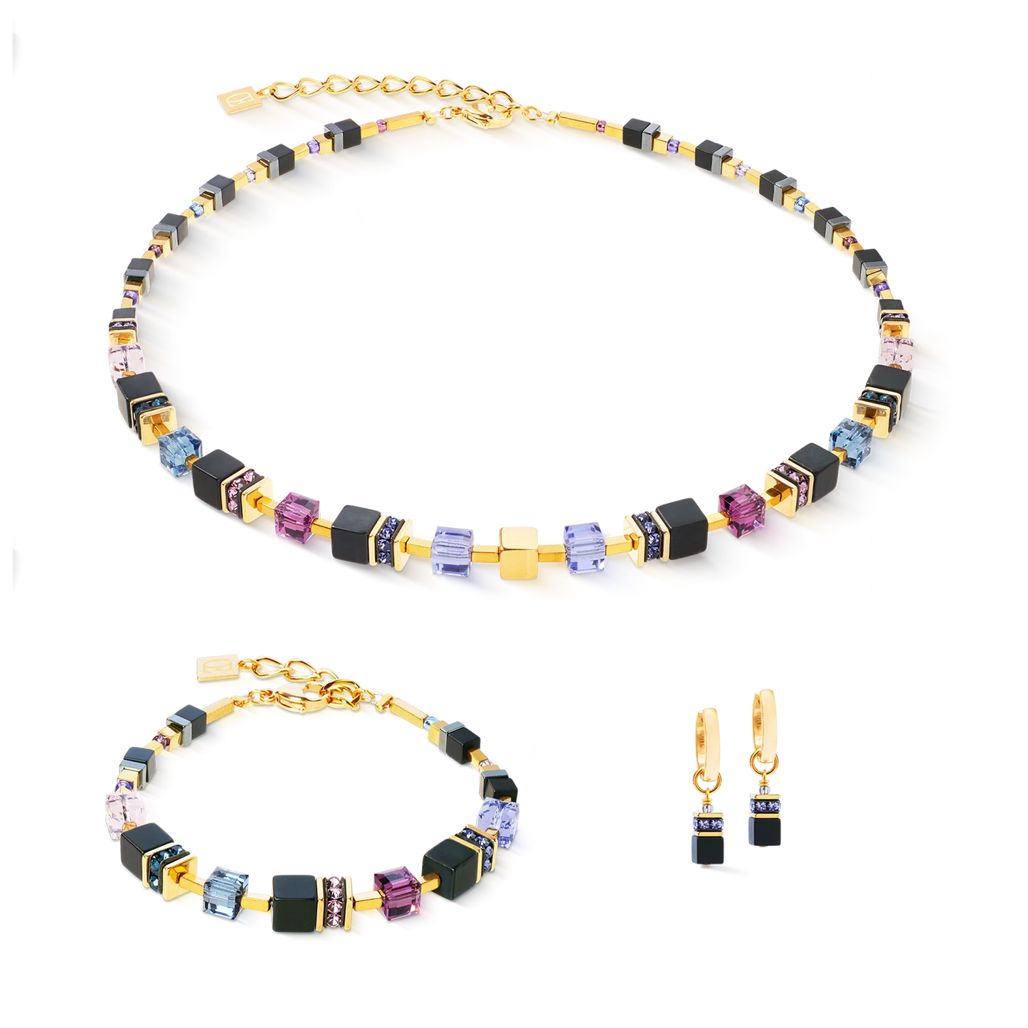 COEUR DE LION  GeoCUBE® Precious Classic necklace Blue Moon gold 3043101308