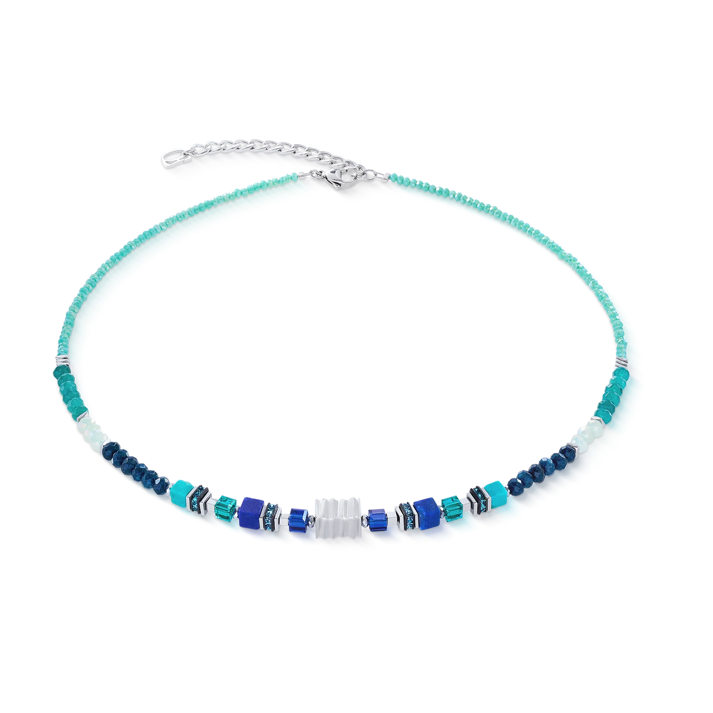 COEUR DE LION  Necklace Wave Precious Flow silver-teal 3046100607