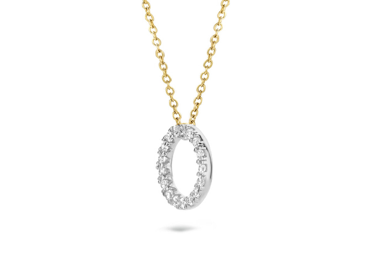 Blush Necklace 3065BZI - 14k Yellow and white gold Circle with zirconia