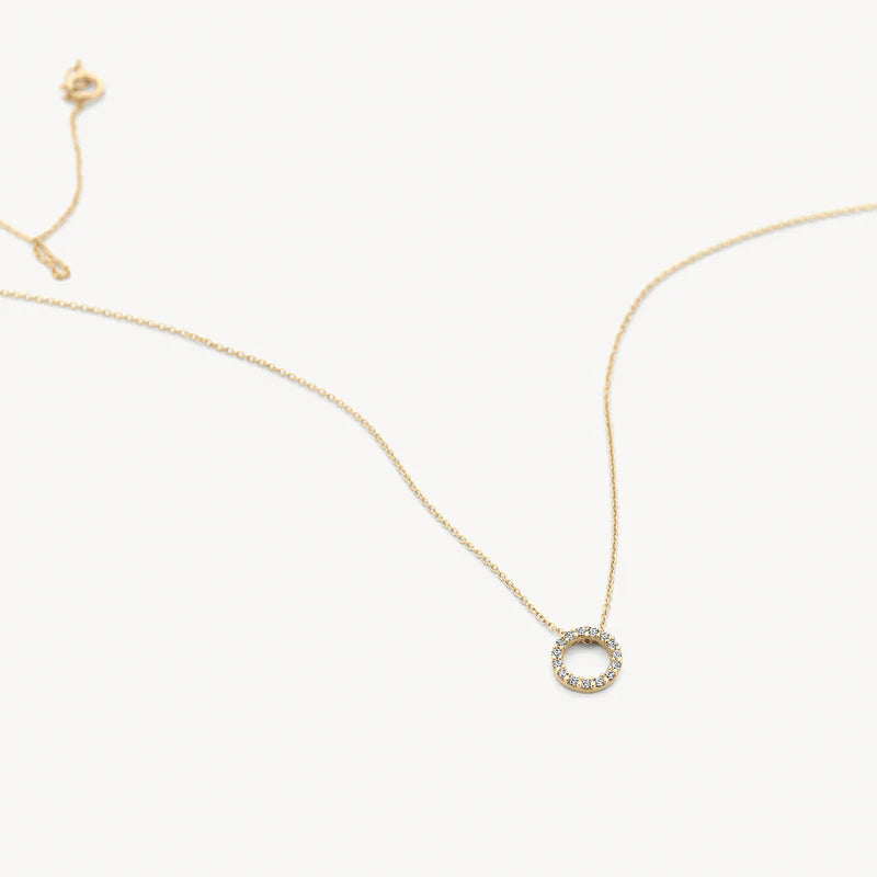 Blush Necklace 3065YZI - 14k Yellow gold Circle with zirconia