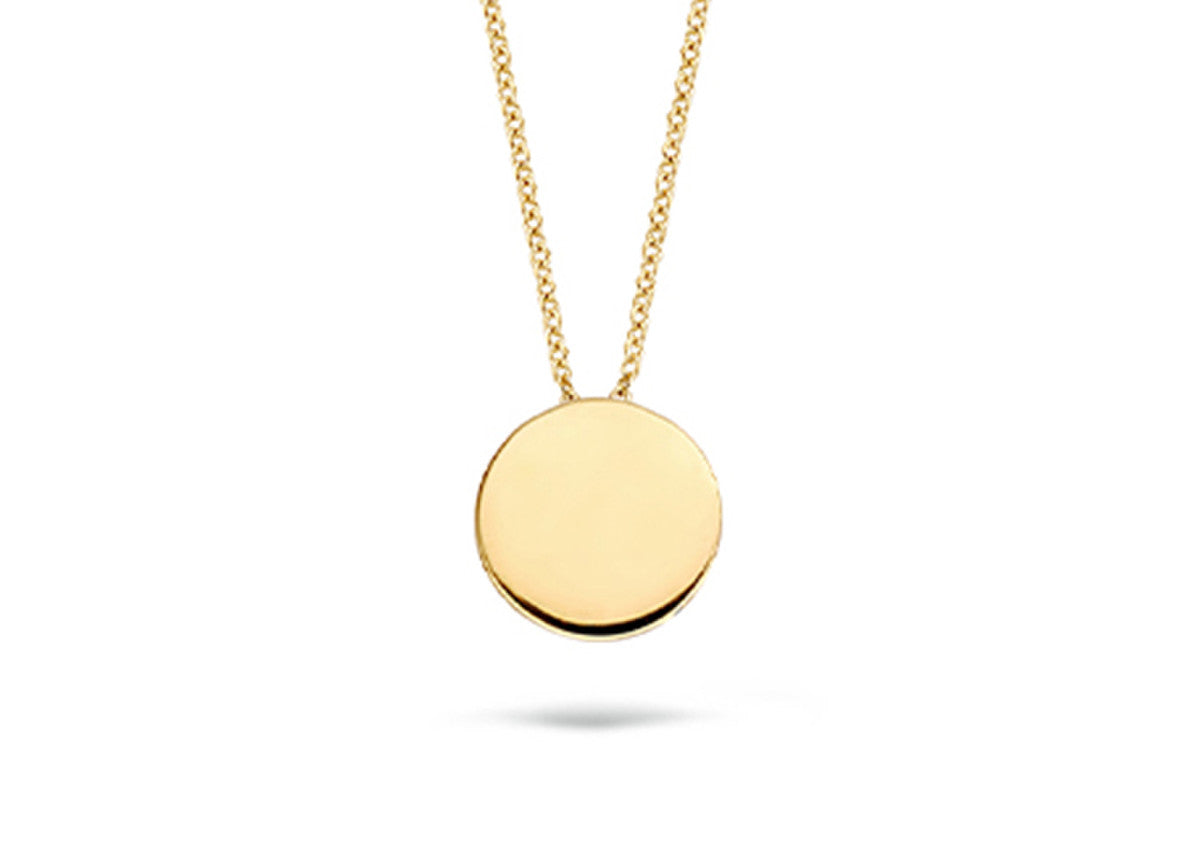 Blush Necklace 3088YGO - 14k Yellow Gold Engravable Disc