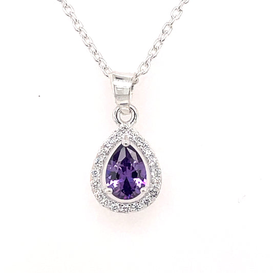 Sterling Silver CZ Teardrop Pendant 308/A