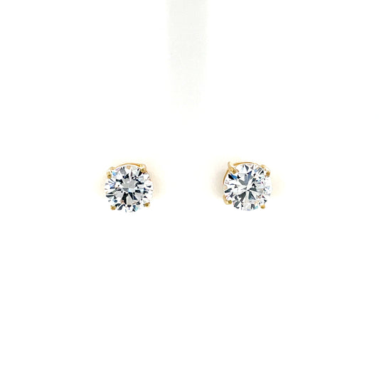 9ct Gold 7mm CZ 4-Claw Stud Earrings GEZ784