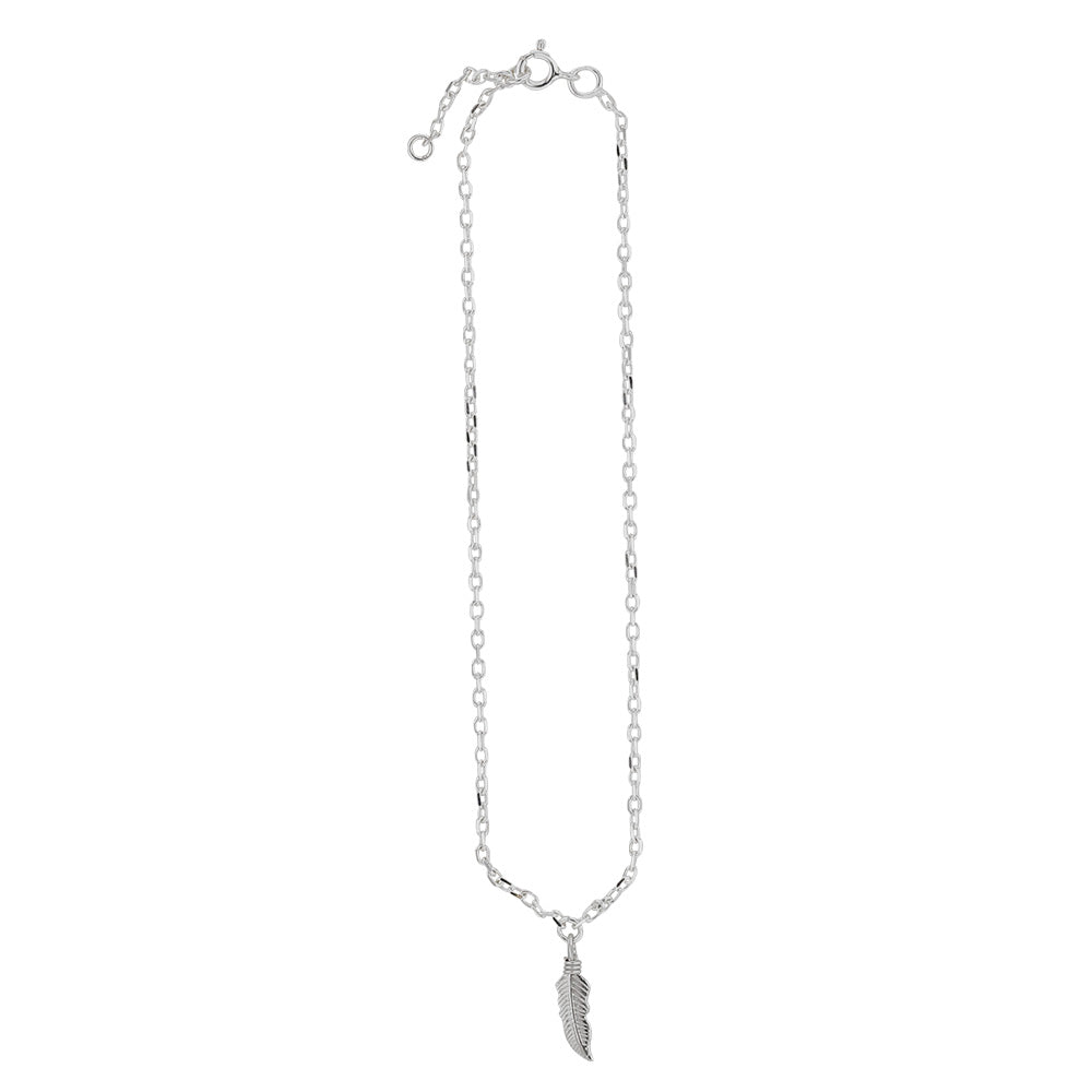 Silver Anklet with Feather Charm 3113025