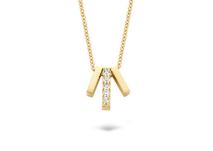 Blush Necklace 3122YZI - 14k Yellow gold Triple Bar with zirconia