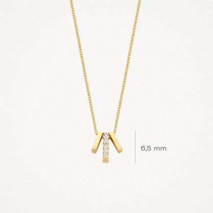 Blush Necklace 3122YZI - 14k Yellow gold Triple Bar with zirconia