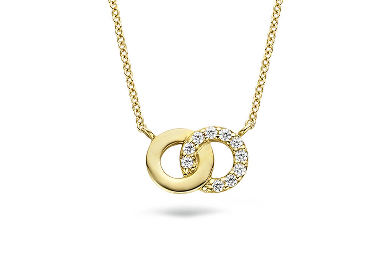 Blush Necklace 3126YZI - 14k Yellow gold Double Circle with zirconia