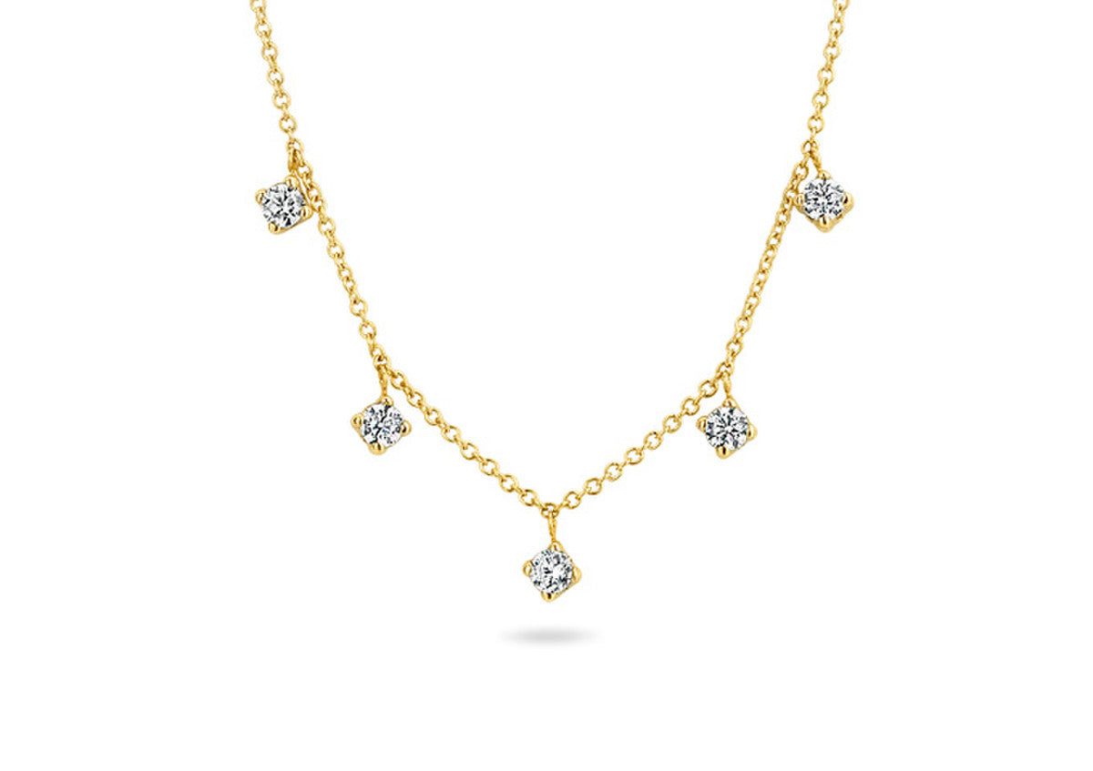 Blush Necklace 3157YZI - 14k Yellow gold with 5 zirconia drops