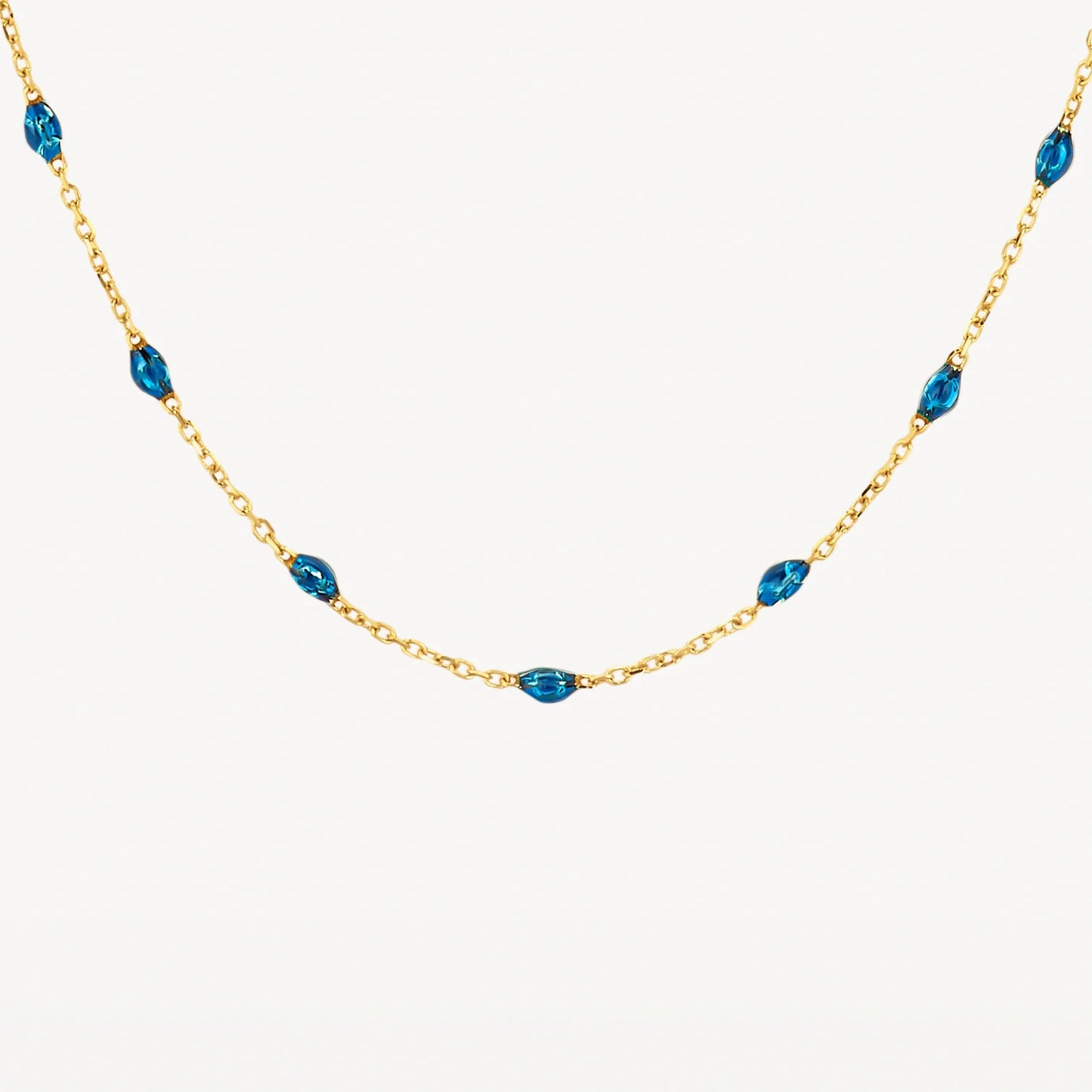 Blush Necklace 3162YRB - 14k Yellow gold with blue Resin