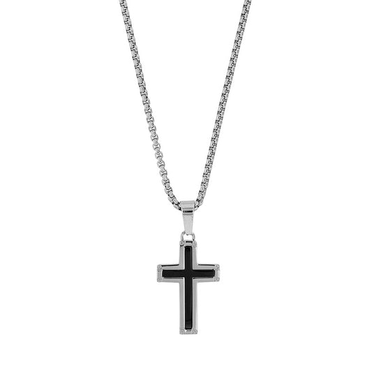 Men's Steel & Black Cross 317721