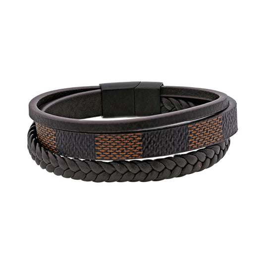 Men's Brown Leather Bracelet 3182007M