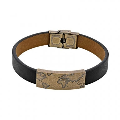 Men's Brown Map Leather Bracelet 318478