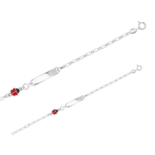 Sterling Silver Child's Engravable Identity Bracelet Ladybird 318552CO
