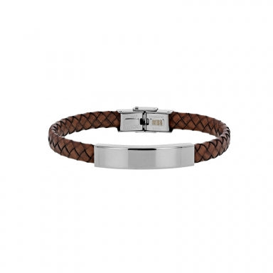 Men's Brown Leather Engravable Bracelet 318613M