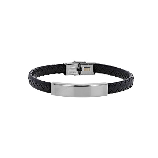 Men's Black Leather Engravable Bracelet 318613N