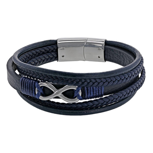 Men's Navy Leather Bracelet 318822B