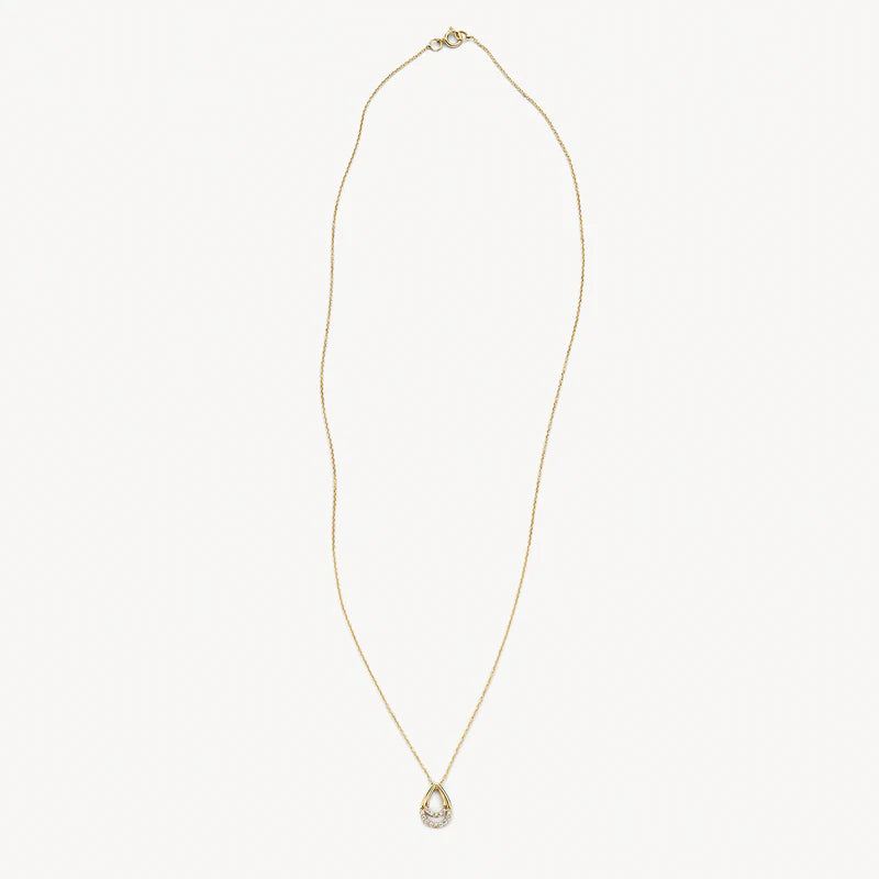 Blush Necklace with drop pendant with zirconia 14k gold 3195YZI