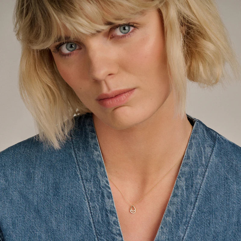 Blush Necklace with drop pendant with zirconia 14k gold 3195YZI