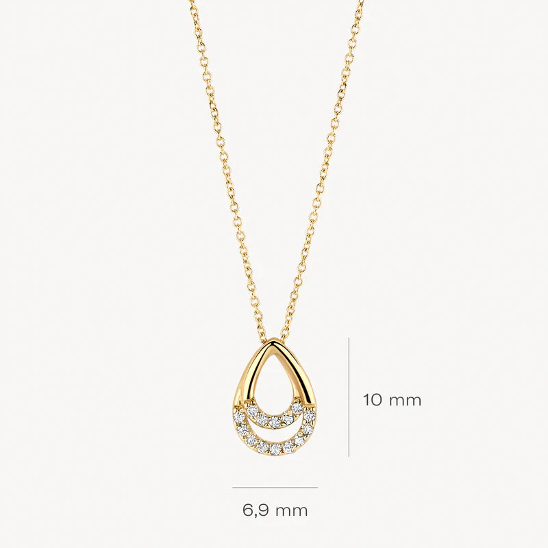 Blush Necklace with drop pendant with zirconia 14k gold 3195YZI