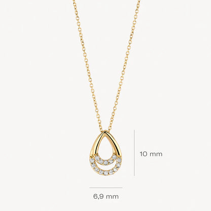Blush Necklace with drop pendant with zirconia 14k gold 3195YZI